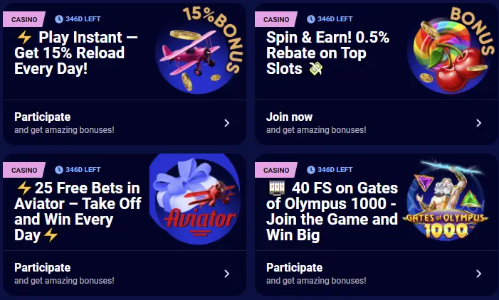 Bonos de juegos del casino Spinay