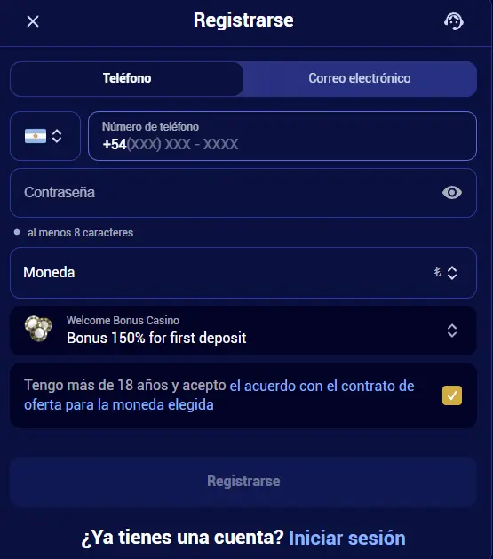 Regístrate en Spinay Casino